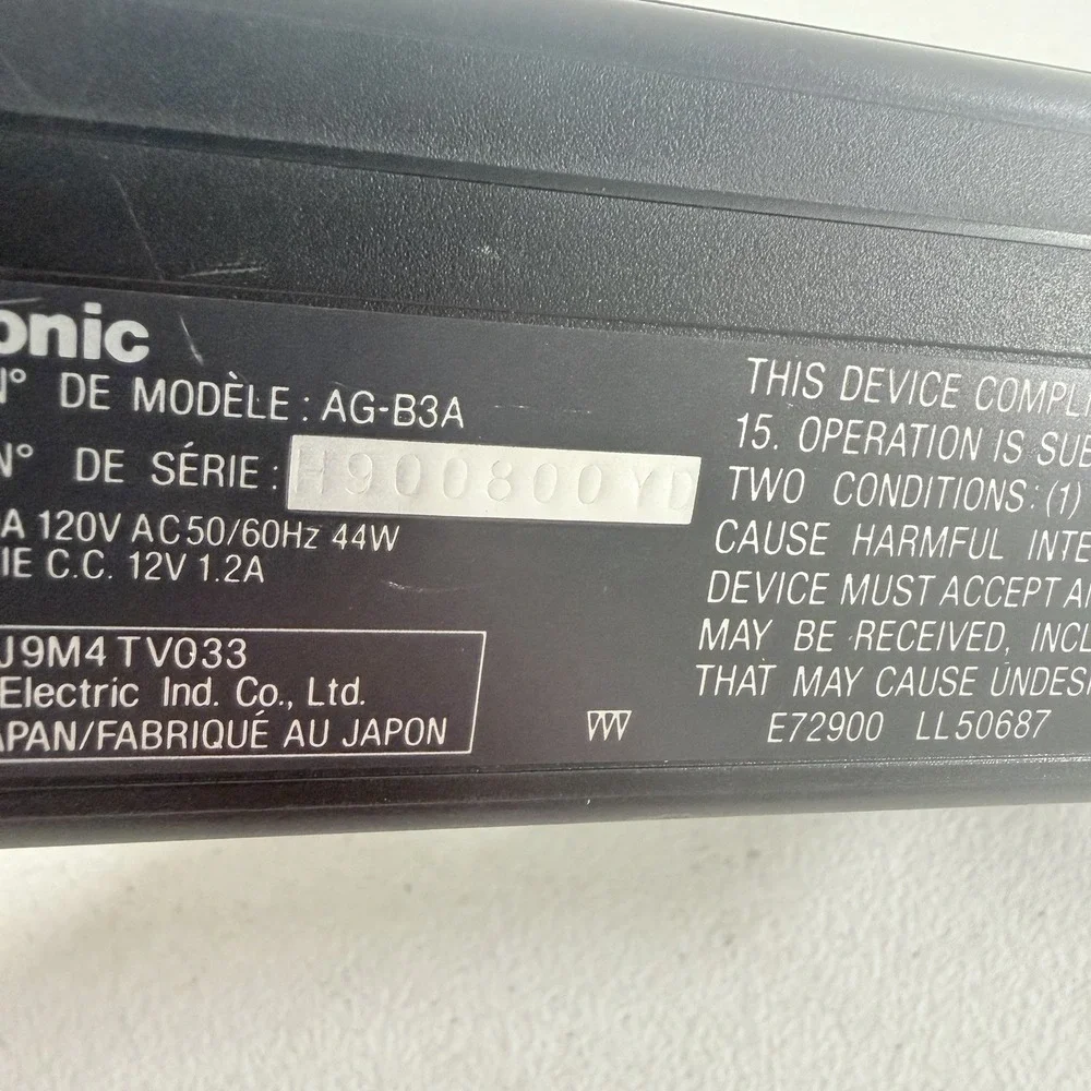 Panasonic AG-B3A Video AC Adapter Charger Power Supply Vintage Video Camcorder